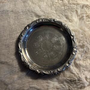 Vintage Silver Plated EP On Steel Coaster Made in Italy, Etched Design